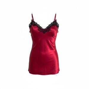 Dreamgirl Red Satin Chemise with Black Lace